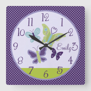 Personalised Beautiful Butterflies Nursery Clock