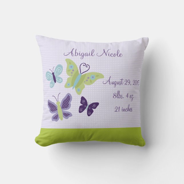 Personalised Beautiful Butterflies Pillow Keepsake (Front)