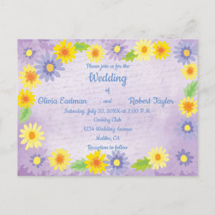 Personalised beautiful colourful daisies wedding postcard