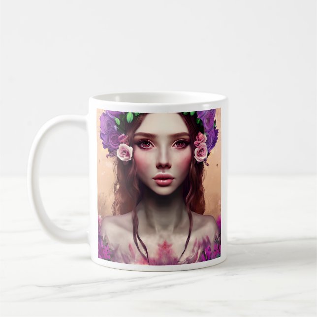 Personalised Beautiful Enchantress Fantasy AI Art Coffee Mug (Left)
