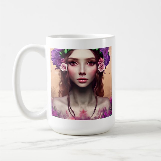Personalised Beautiful Enchantress Fantasy AI Art Coffee Mug (Left)