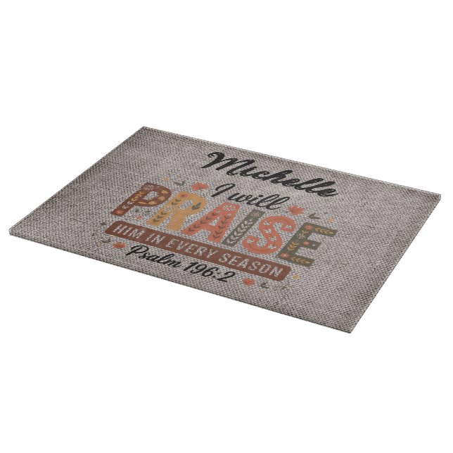 Personalised Beautiful Fall/Thanksgiving Christian Cutting Board (Corner)