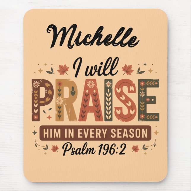 Personalised Beautiful Fall/Thanksgiving Christian Mouse Mat (Front)