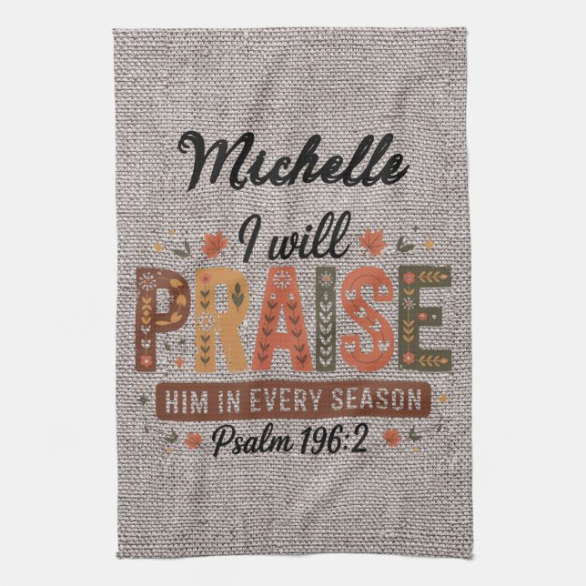 Personalised Beautiful Fall/Thanksgiving Christian Tea Towel (Vertical)
