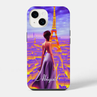 Personalised Beautiful Girl Eiffel Tower Paris iPhone 14 Case