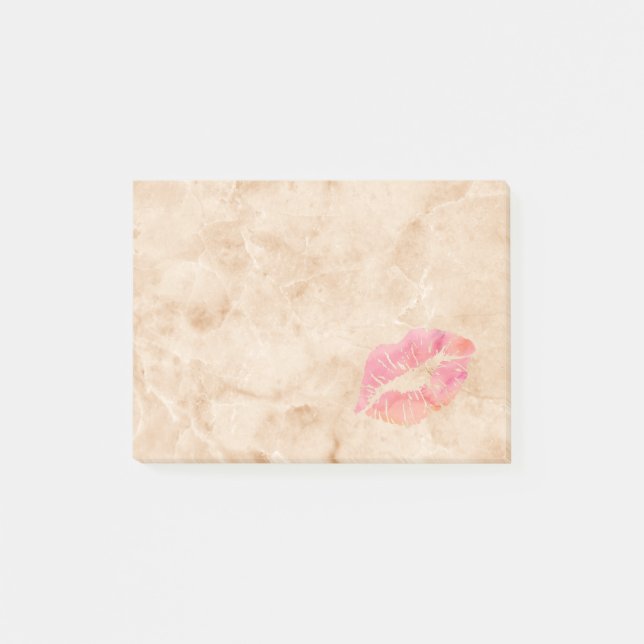 Personalised Beautiful Lips on marble Post-it Notes (Front)