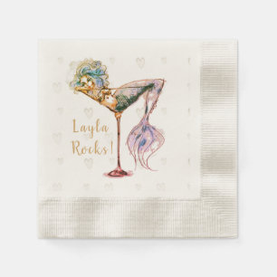 Personalised Beautiful Mermaid Martini Napkin
