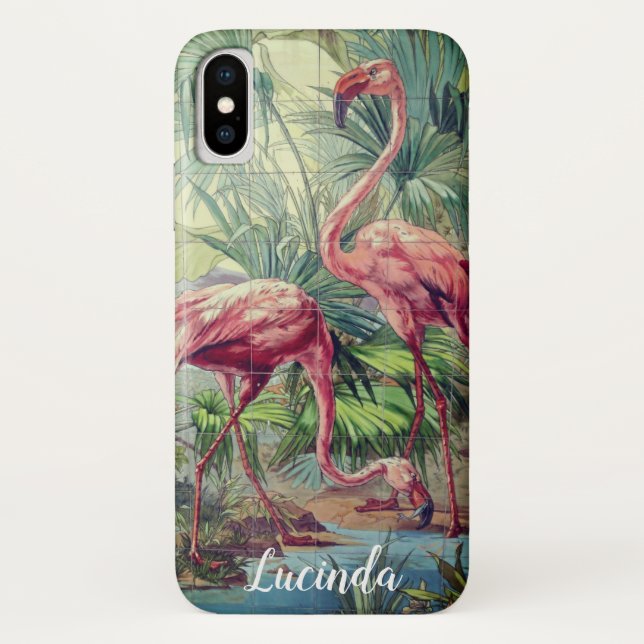 Personalised Beautiful Pink Flamingo Mural Case-Mate iPhone Case (Back)