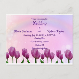 Personalised beautiful pink tulips wedding postcard