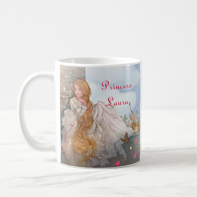 Personalised Beautiful Princess add your name. Coffee Mug (Left)