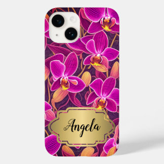 Personalised Beautiful Purple Pink Orchid Design Case-Mate iPhone 14 Case