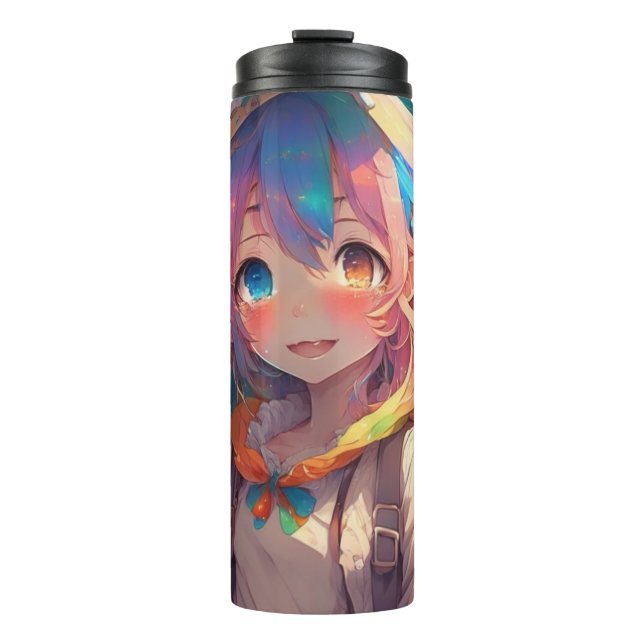 Personalised Beautiful Rainbow Anime Girl Thermal Tumbler (Front)
