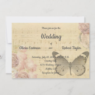 Personalised beautiful romantic butterfly wedding invitation