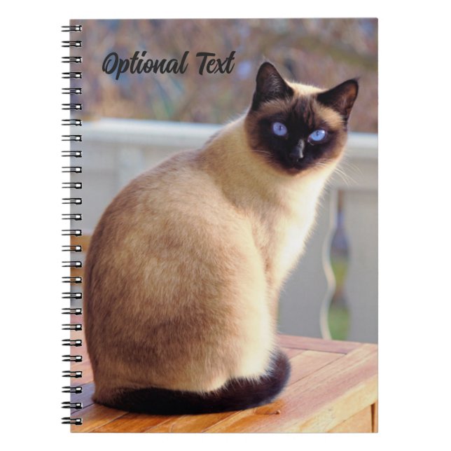 Personalised Beautiful Siamese Cat with Blue Eyes Notebook (Front)