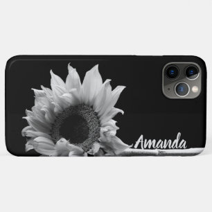 Personalised Beautiful Sunflower in Black & White iPhone 11 Pro Max Case