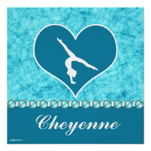 Personalised Beautiful Turquoise Gymnastics Poster