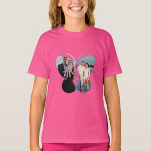 Personalised Beautiful Two Photo Butterfly Custom T-Shirt