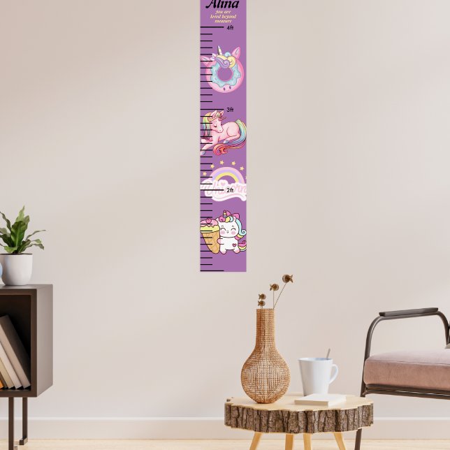 Personalised Beautiful Unicorn Girls Growth Chart (Living Room 3)
