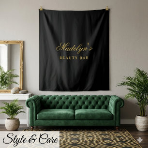 Personalised Beauty Bar Info Stylish Custom Black Tapestry