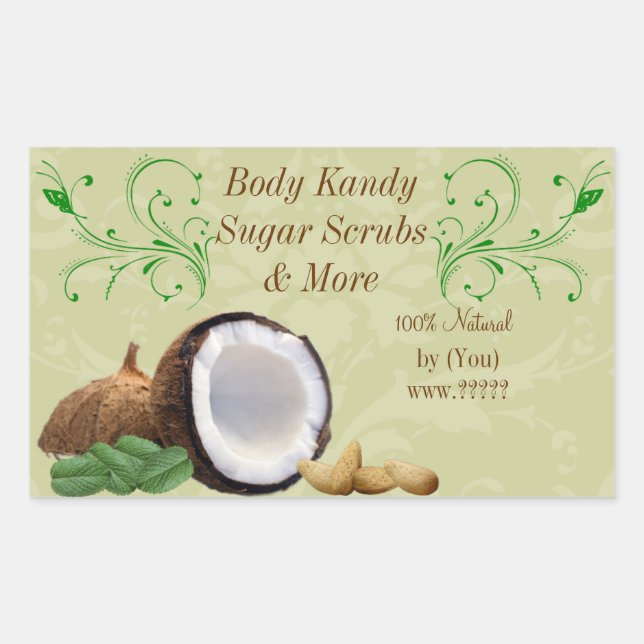 Personalised Beauty Business Coconut Scroll Label (Front)