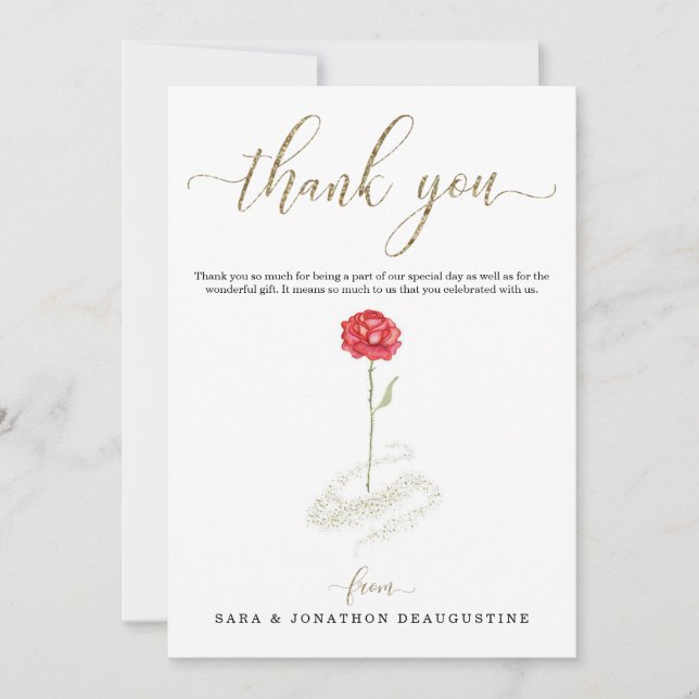 Personalised Beauty & the Beast Inspired Thank You Card (Front)