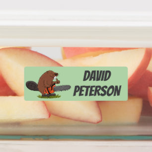 Personalised beaver with chainsaw cartoon humour
