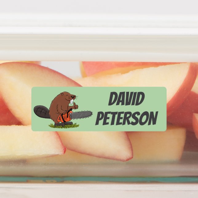 Personalised beaver with chainsaw cartoon humour (Affixed)