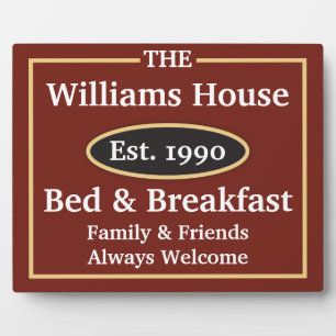 Personalised Bed & Breakfast Sign Plaque