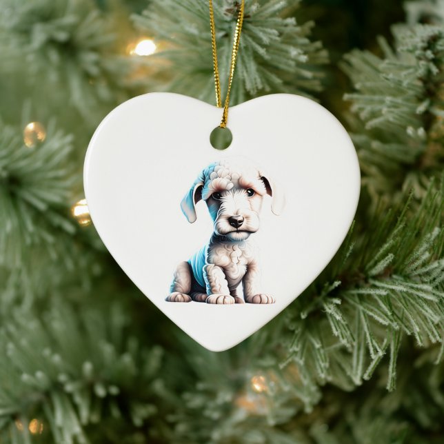 Personalised Bedlington Terrier Puppy Ceramic Tree Decoration (Tree)