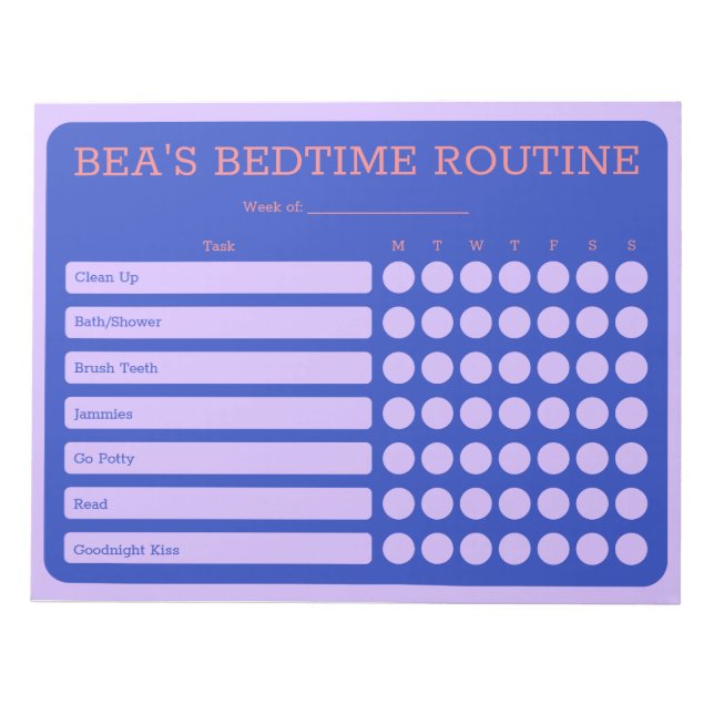 Personalised Bedtime 11" x 8.5" Notepad - 40 pages (Front)