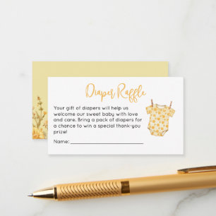 Personalised Bee Baby Shower Diaper Raffle Card