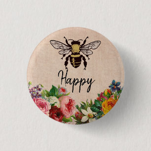 Personalised Bee Happy Button