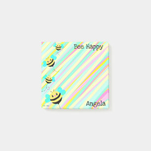 Personalised Bee Happy Post-it Notes