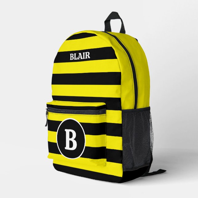 Personalised Bee Pattern Print Cut Sew Backpack (Back Corner Right)