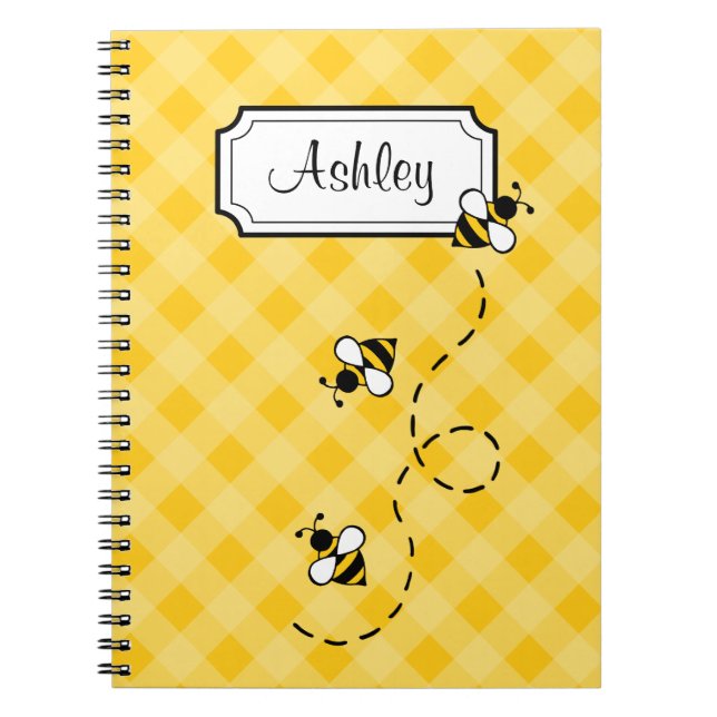 Personalised Bee School Office Notebook Gift (Front)