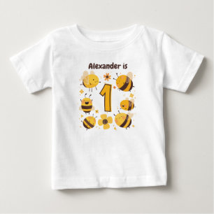 Personalised Bee Themed 1st Birthday  Baby T-Shirt