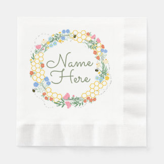Personalised bee themed party napkin