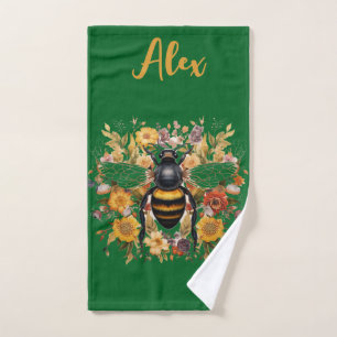 Personalised Bee & Wildflowers -  Bath Towel Set