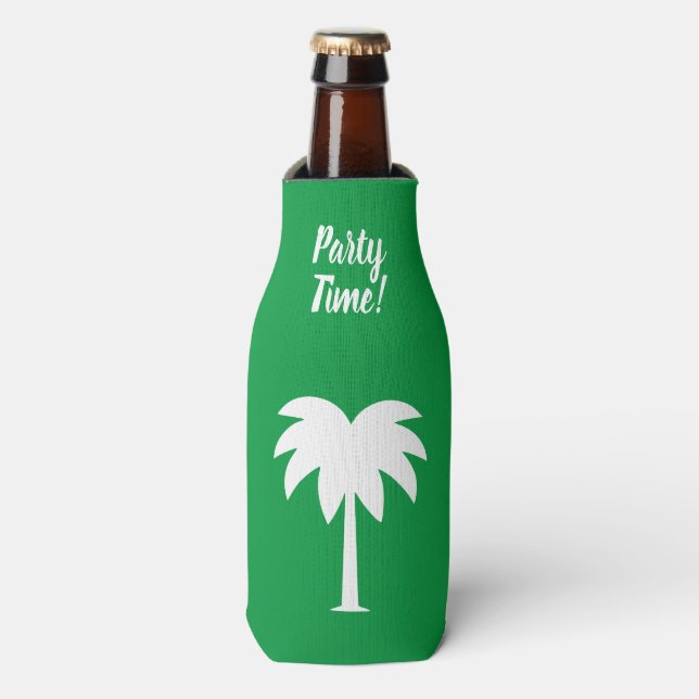 Personalised beer bottle cooler with palm tree (Bottle Front)