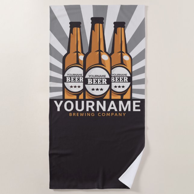 Personalised Beer Bottle Craft Brewing Company  Beach Towel (Front)