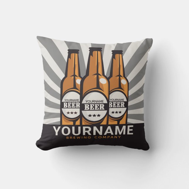 Personalised Beer Bottle Craft Brewing Company Cushion (Front)