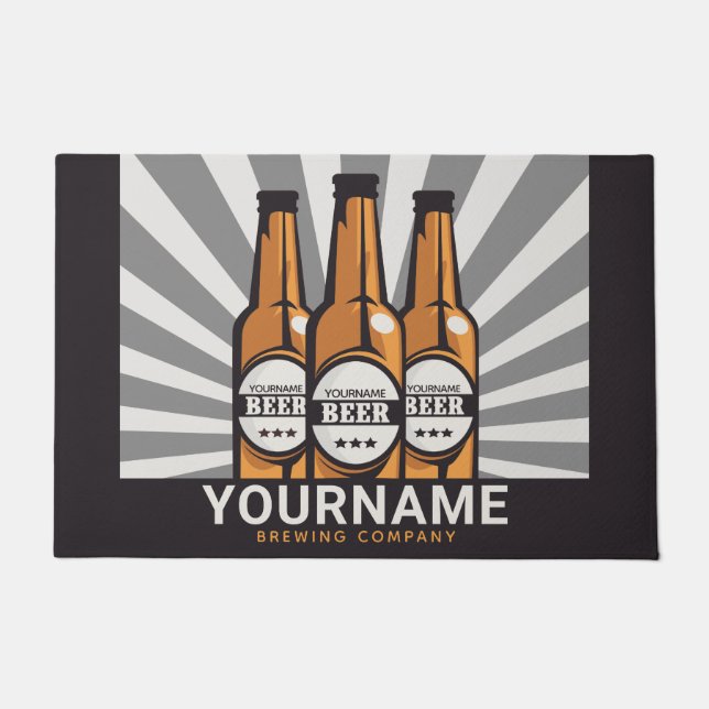 Personalised Beer Bottle Craft Brewing Company Doormat (Front)