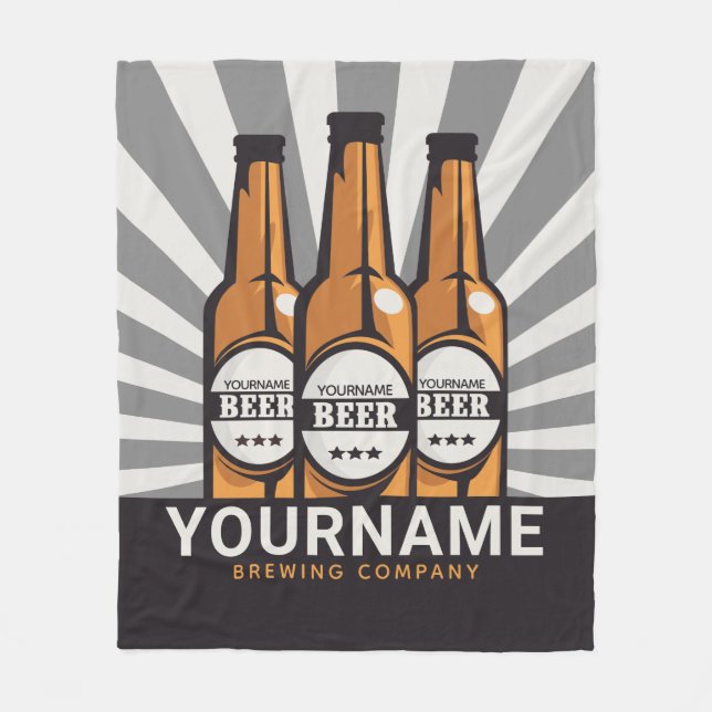 Personalised Beer Bottle Craft Brewing Company Fleece Blanket (Front)