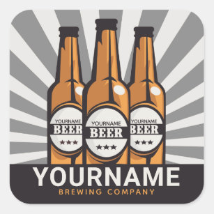 Personalised Beer Bottle Craft Brewing Company Square Sticker
