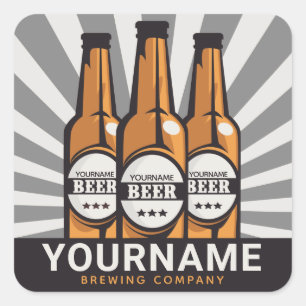 Personalised Beer Bottle Craft Brewing Company Square Sticker