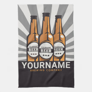 Personalised Beer Bottle Craft Brewing Company Tea Towel