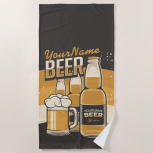Personalised Beer Bottle Sudsy Mug Brewing Bar Beach Towel