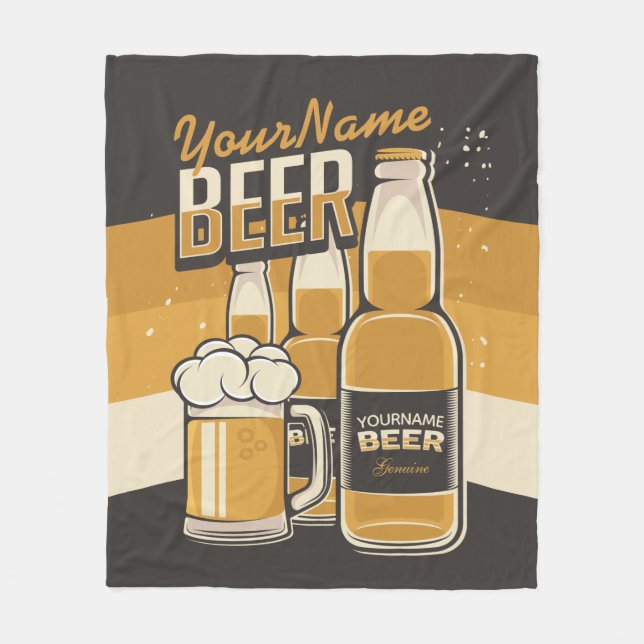 Personalised Beer Bottle Sudsy Mug Brewing Bar  Fleece Blanket (Front)