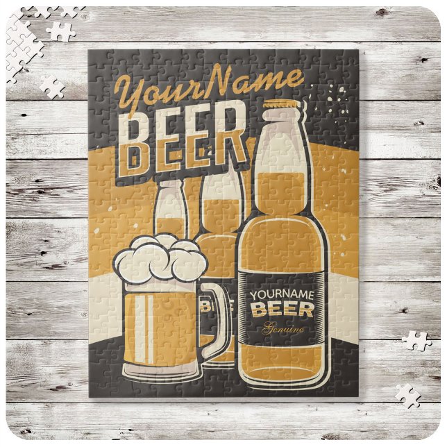 Personalised Beer Bottle Sudsy Mug Brewing Bar Jigsaw Puzzle (Creator Uploaded)