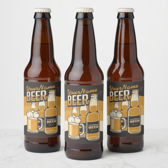 Personalised Beer Bottle Sudsy Mug Brewing Bar Label (Bottles)